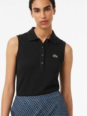 Lacoste Black Sleevless Polo Shirt Size EU 38